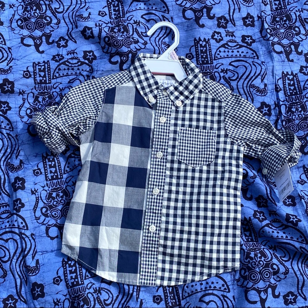 NWT Carter’s Baby Navy White Check Long Sleeve Shirt